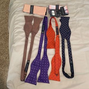 4 Tommy Hilfiger bow ties and 2 pocket square handkerchiefs